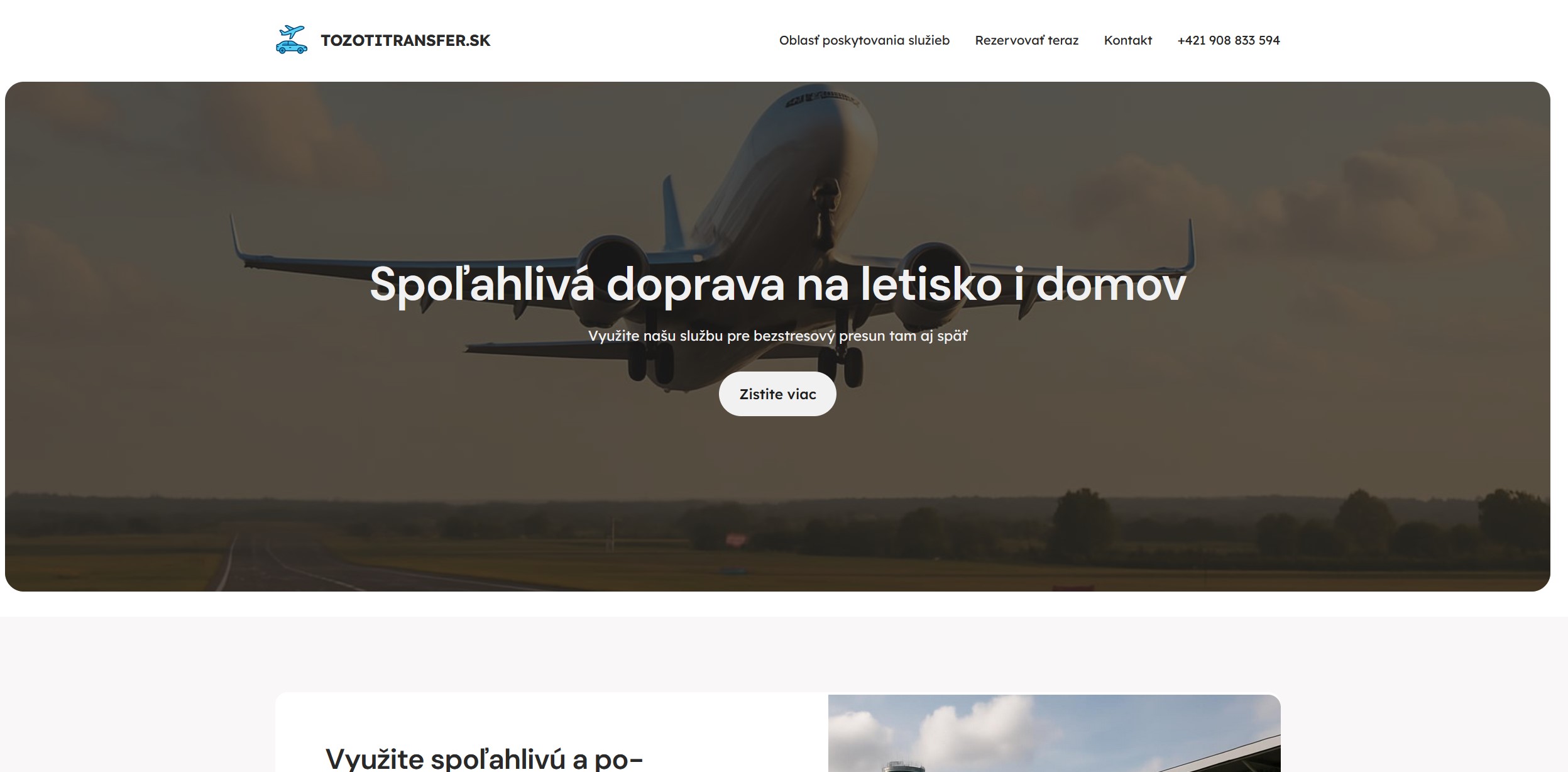 TozotiTransfer ukážka webu